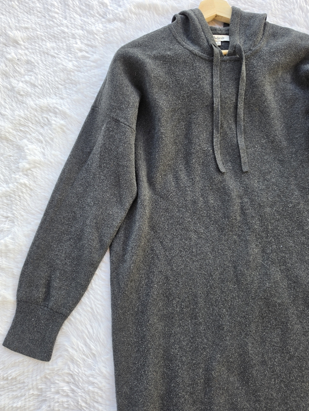 Madewell Charcoal‎ Grey Knit Hoodie Sweater Dress - Picture 6 of 10